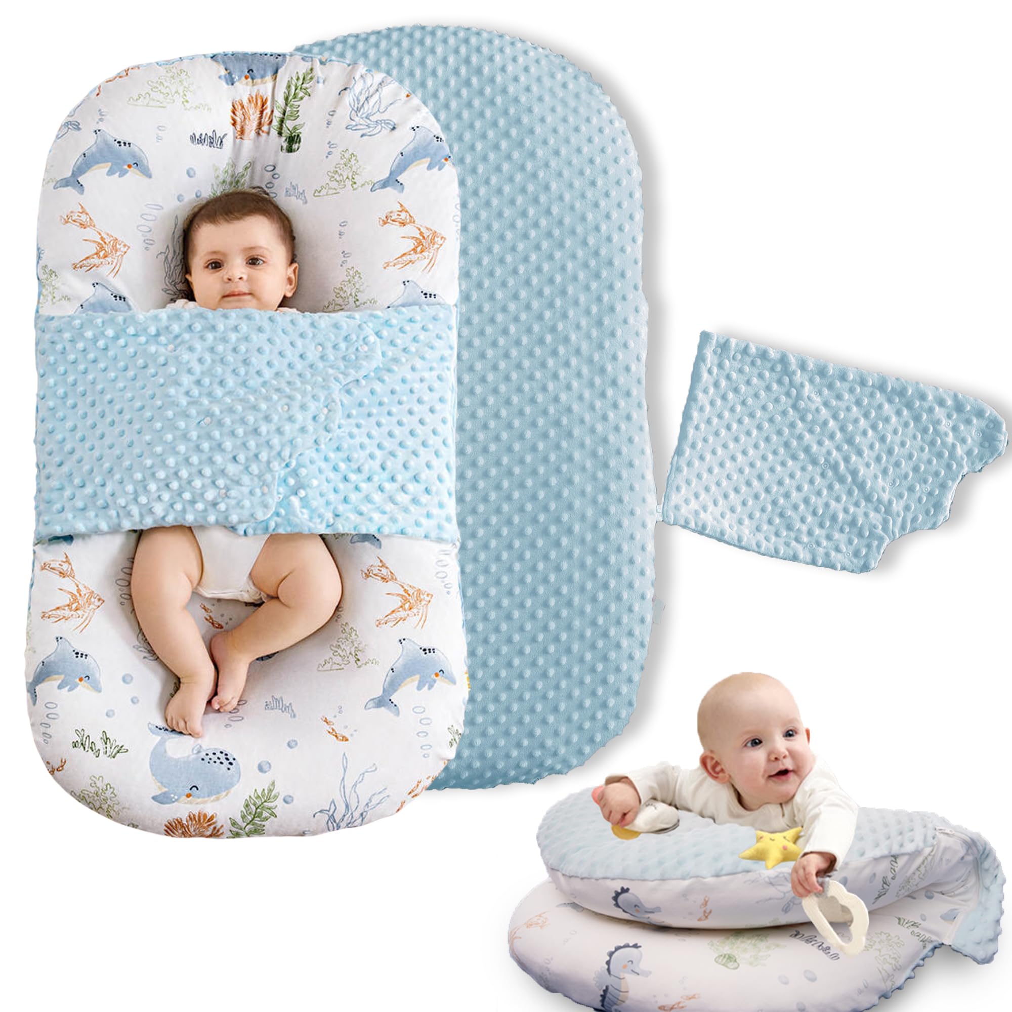 BRUNEES baby nest extended size for growing infants, ideal for tummy time and lounging