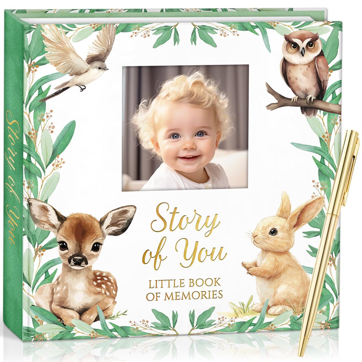 BRUNEI POREI baby memory book deluxe woodland cover preserves milestones with premium finish