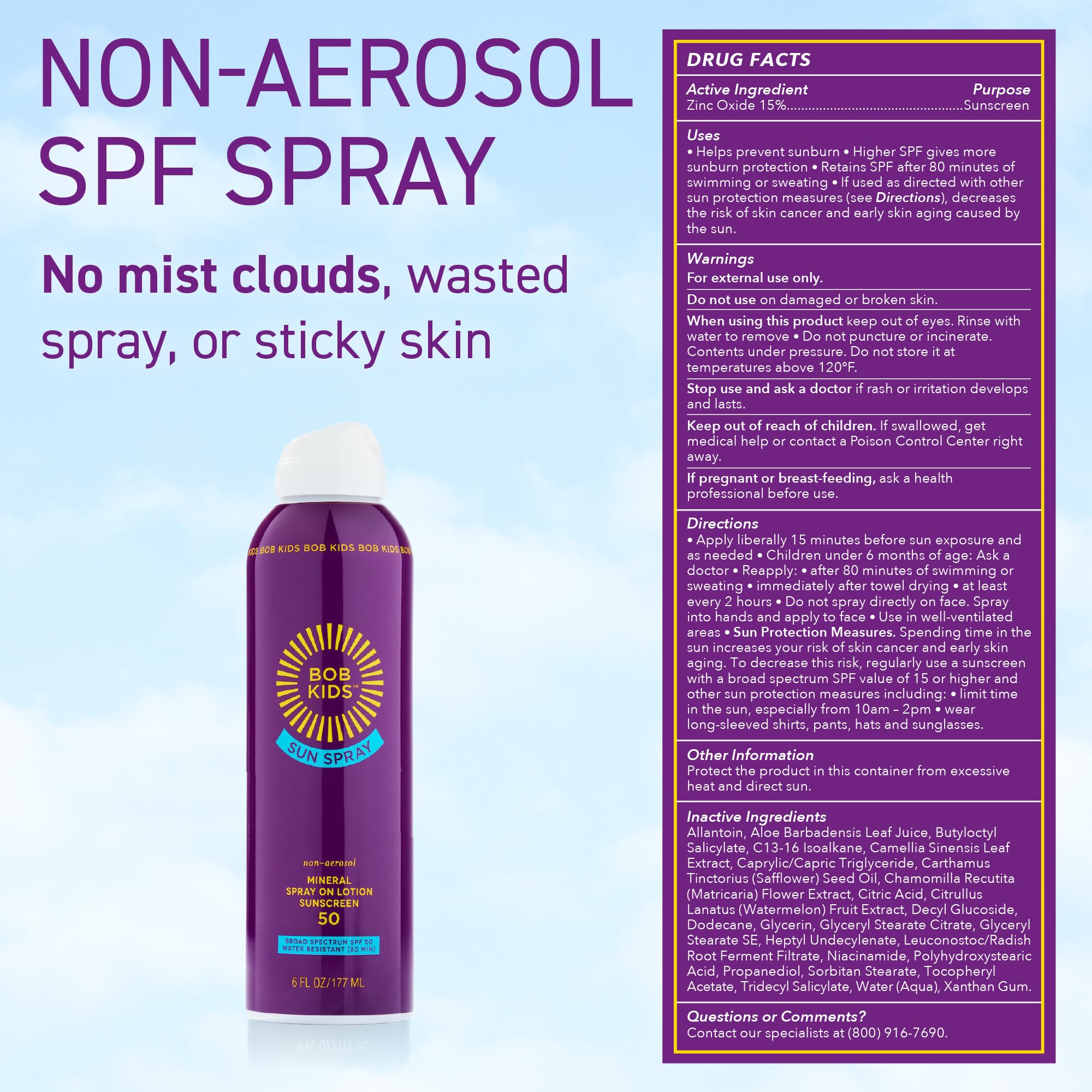 Brush On Block BOB Kids SPF 50 compressed-air technology eliminates propellants