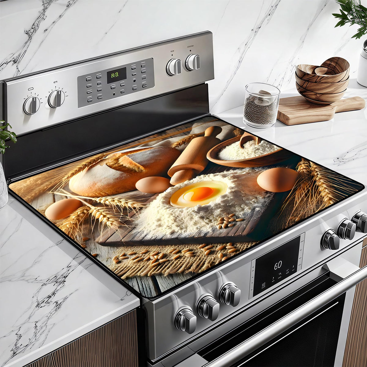 BSFHH heat-resistant stove top cover in dessert tone adds workspace for meal prep
