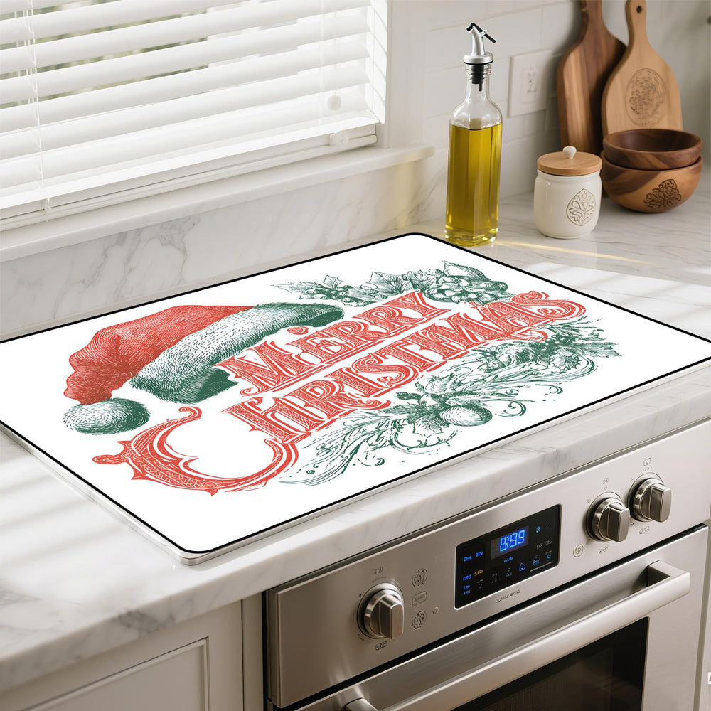 BSFHH Merry Christmas stove top cover with festive design adds extra workspace