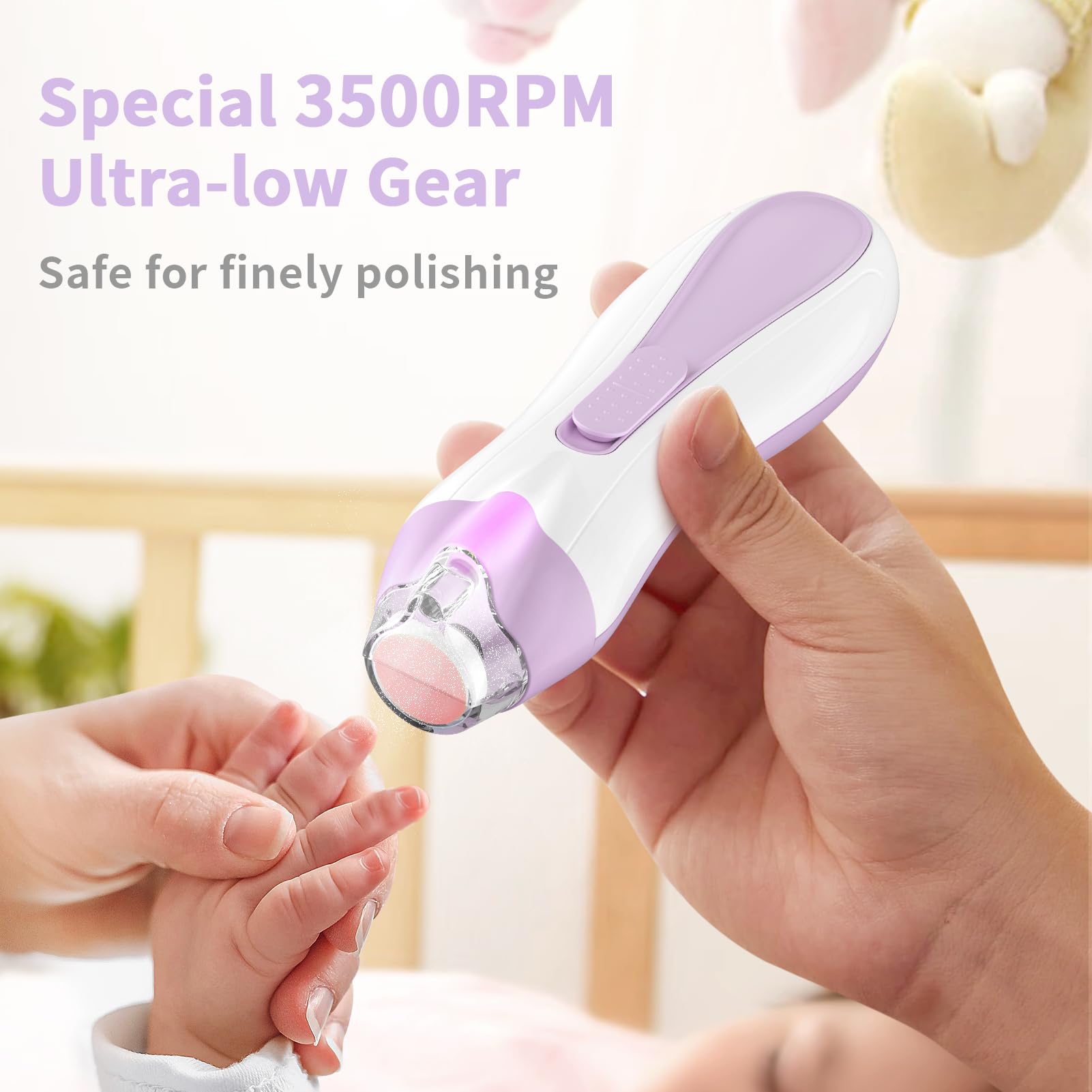 BSRGMS baby nail file quiet motor for undisturbed nighttime trimming