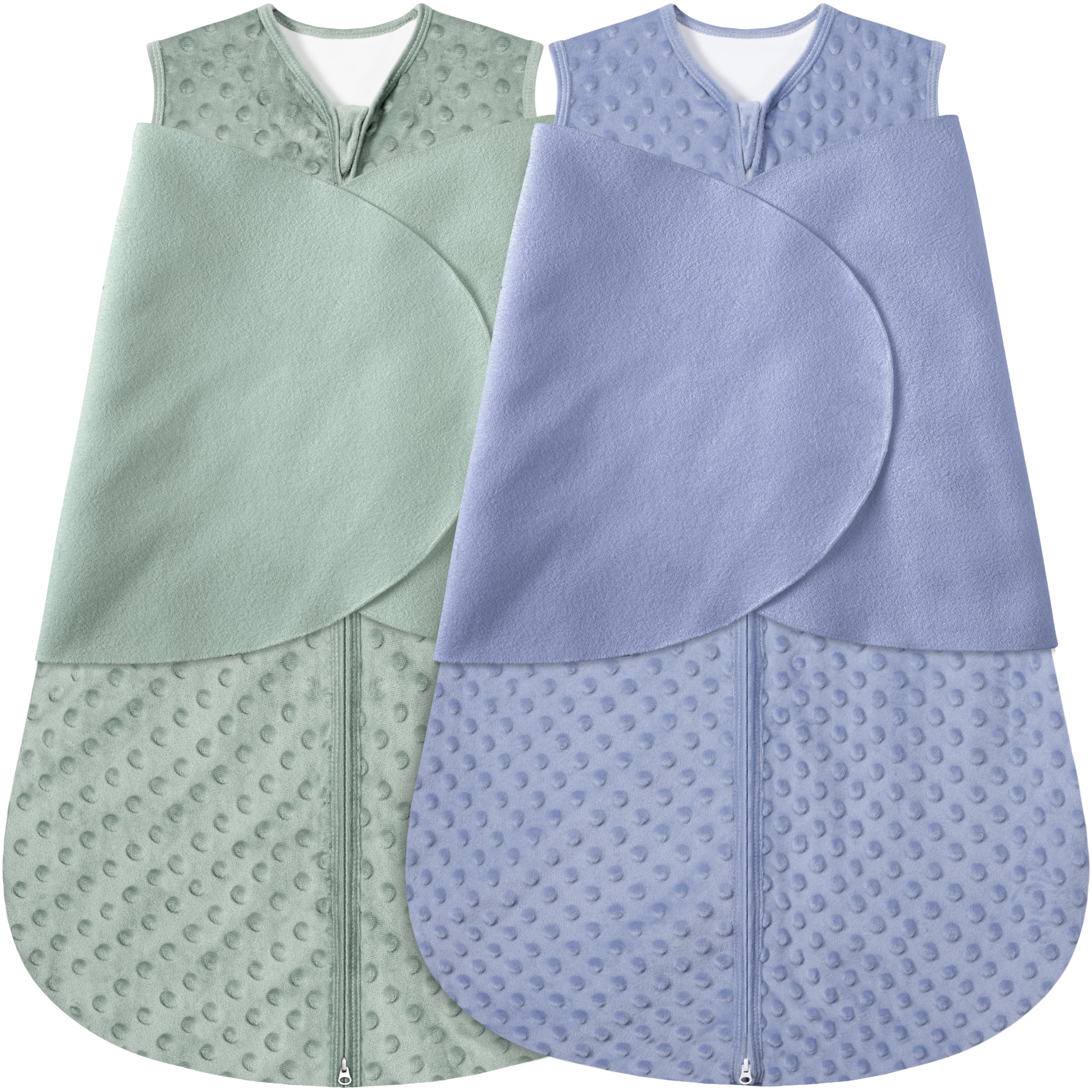 BSTOPPT fleece newborn sleep sack blue front view for safer swaddling and rest