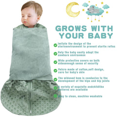 BSTOPPT fleece newborn sleep sack green wing swaddle close-up showing three-way options