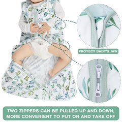 BSTOPPT leaf-clouds sleep sack 2-way zipper enables easy nighttime diaper changes