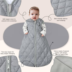 BSTOPPT swaddle in wearable blanket with three-way swaddle options in gray