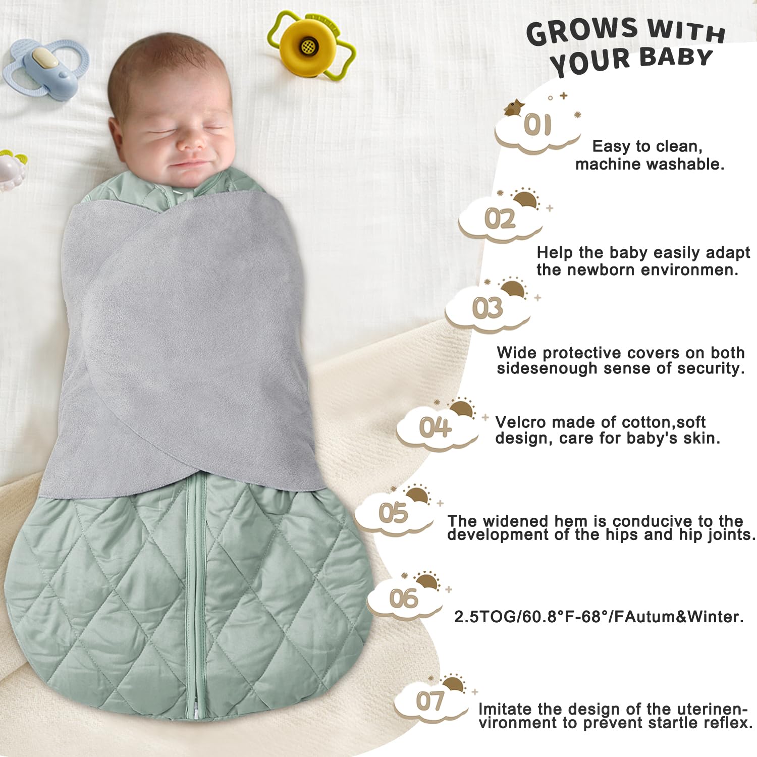 BSTOPPT newborn sleep sack 3-way swaddling supports arm-in.