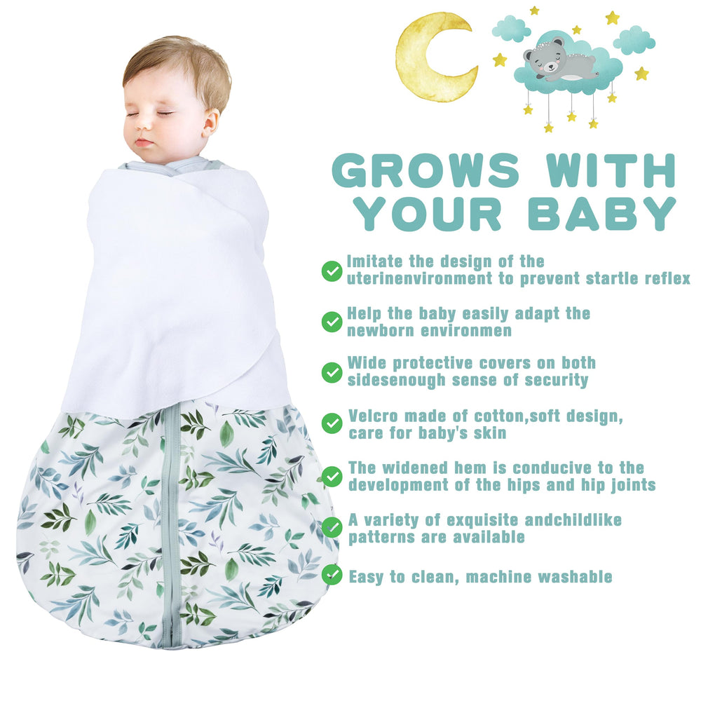 BSTOPPT Newborn Sleep Sack adjustable wings illustrate customizable swaddle options