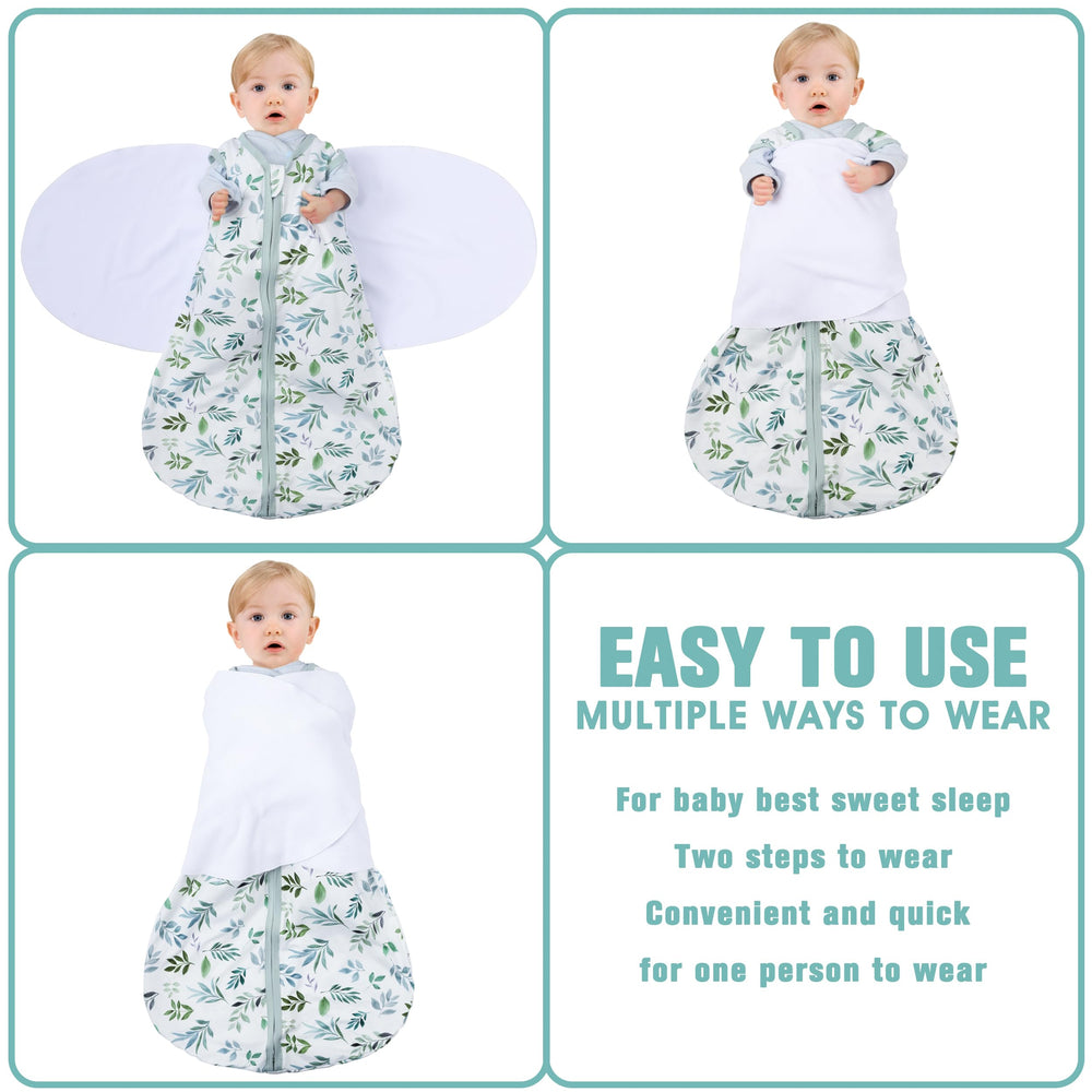 BSTOPPT newborn sleep sack arm-in three-way swaddle demonstrates secure adjustable options