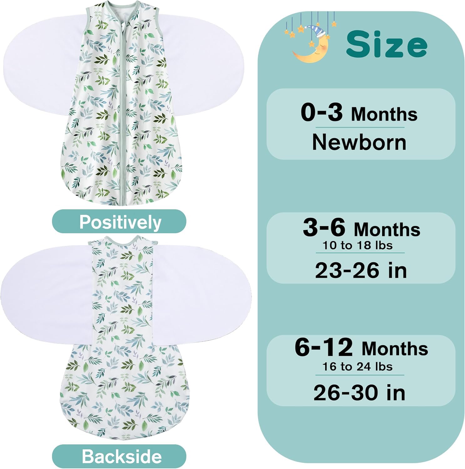 BSTOPPT sleep sack arm-out single or double options shown for easy transition