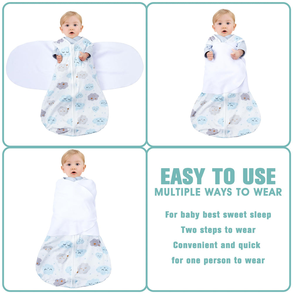 BSTOPPT arms-in setup demonstrates three-way swaddle option for sleep security