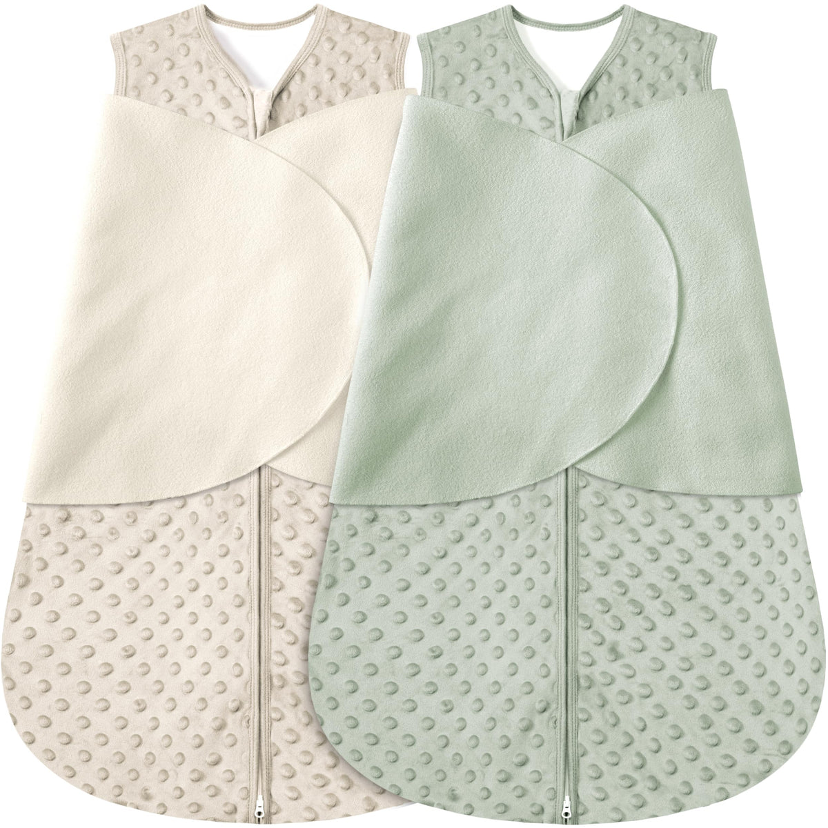 BSTOPPT newborn sleep sack beige close-up shows soft fabric for safe sleep.
