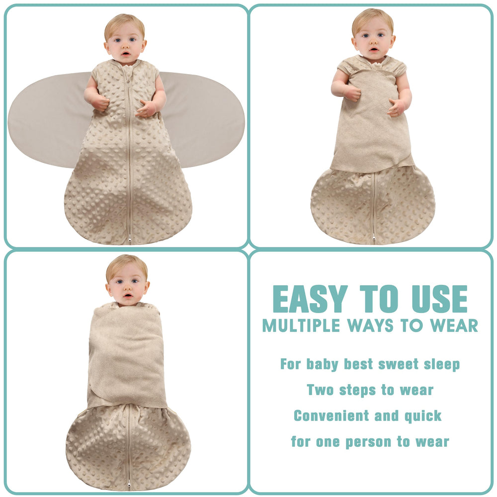 BSTOPPT two-pack fleece swaddling sleeping bags offer convenient, consistent comfort.