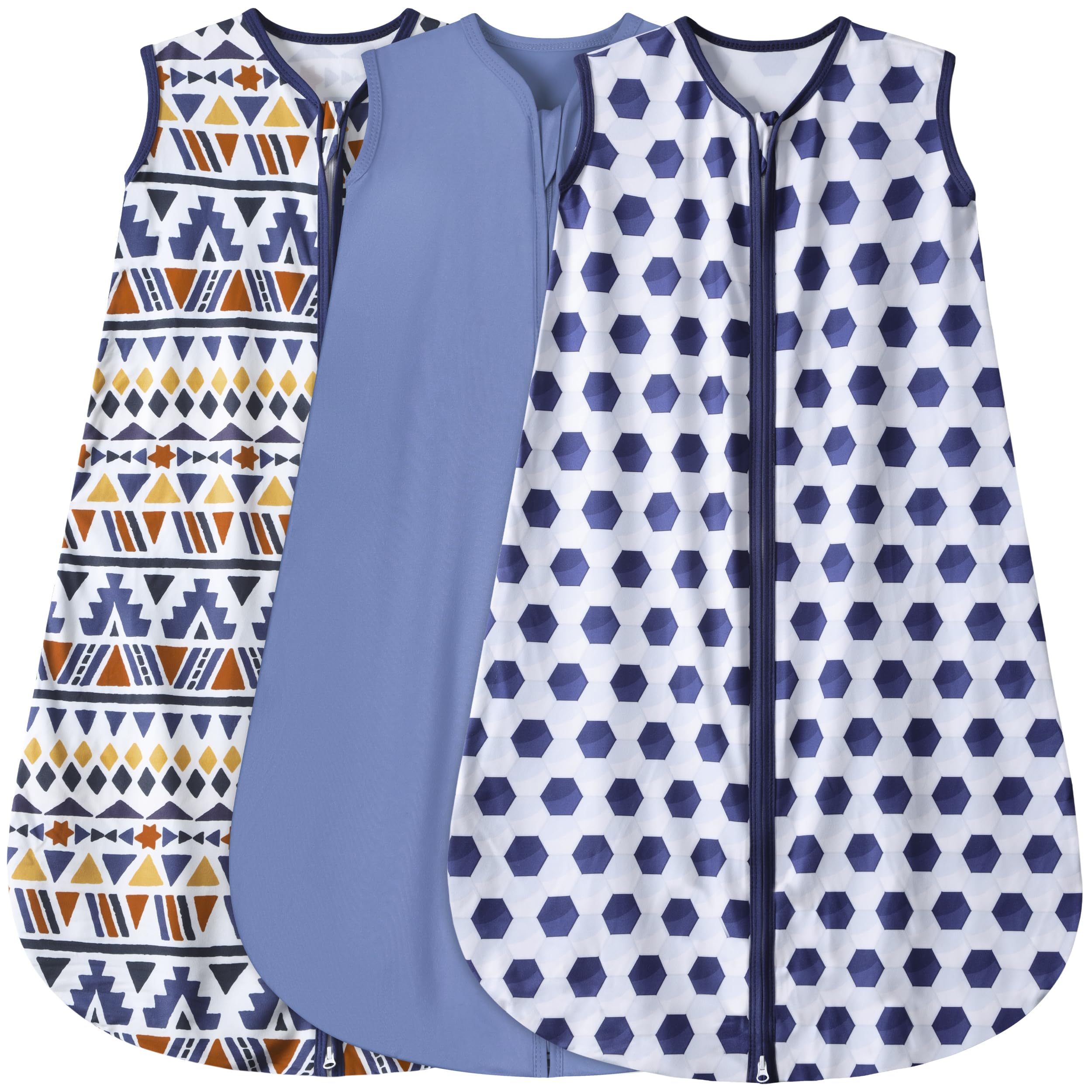 BSTOPPT 3 Pack Sleep Sack blue soccer triangles fabric softens sleep for sensitive skin