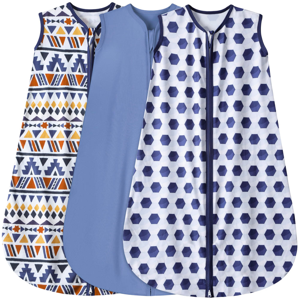 BSTOPPT 3 Pack Sleep Sack blue soccer triangles fabric softens sleep for sensitive skin
