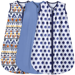 BSTOPPT 3 Pack Sleep Sack blue soccer triangles fabric softens sleep for sensitive skin