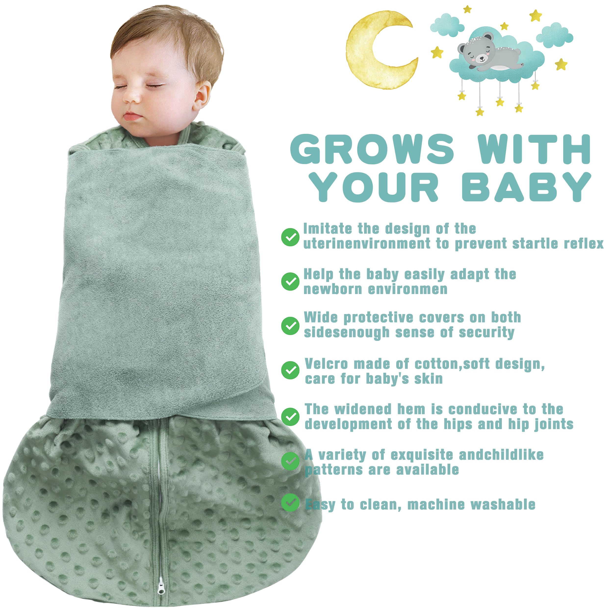 BSTOPPT fleece sleep sack blue-green showcases two-pack convenience for families.