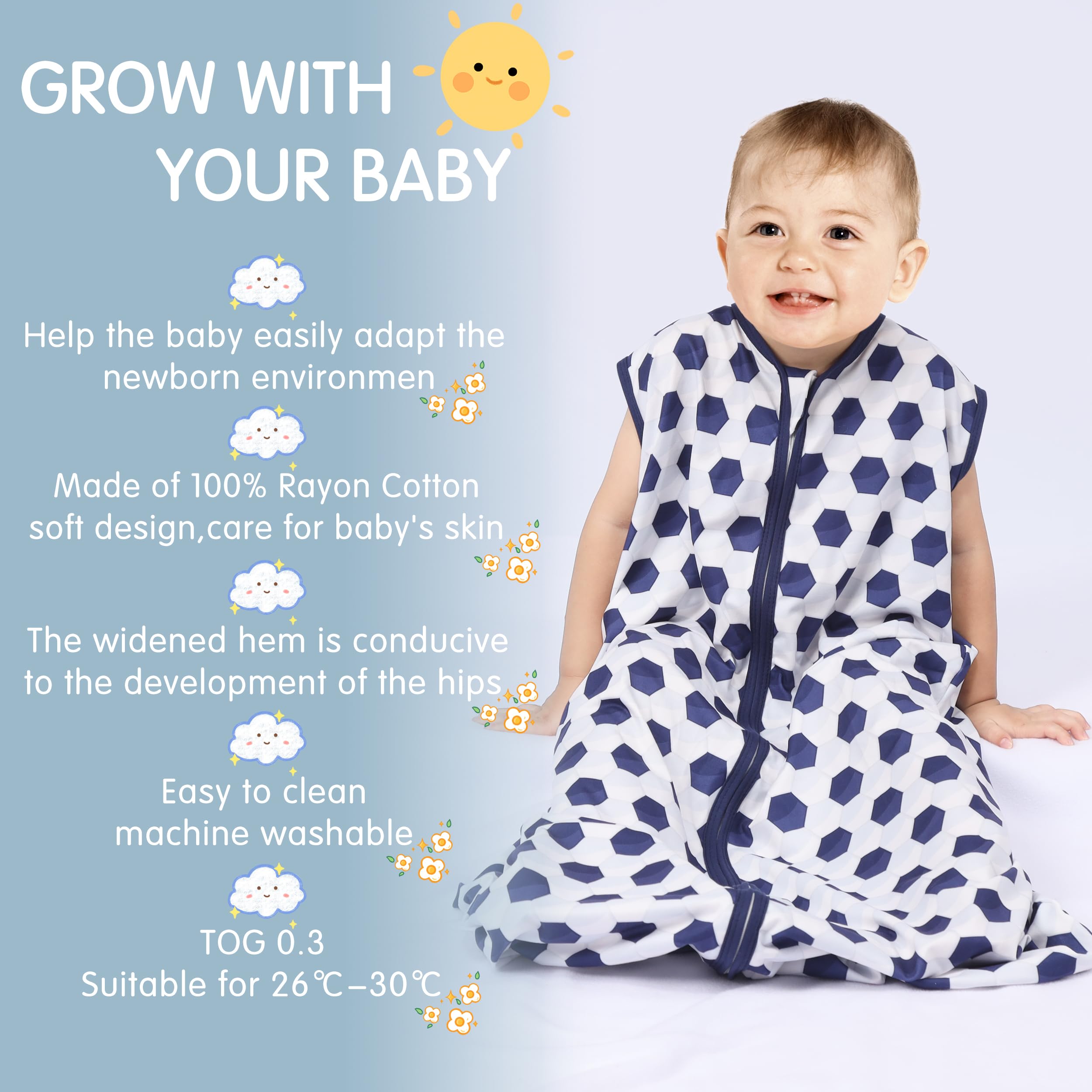 BSTOPPT sleep sack with generous leg room supports hip-friendly movement