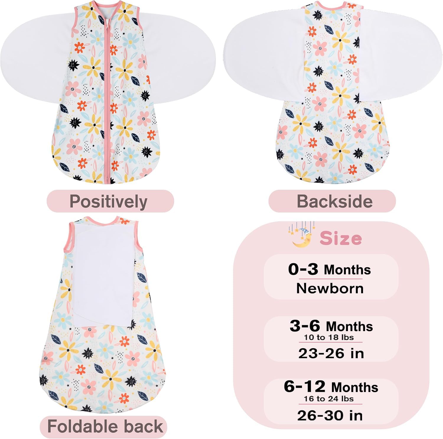 BSTOPT reversible zipper feature allows diaper changes without unswaddling
