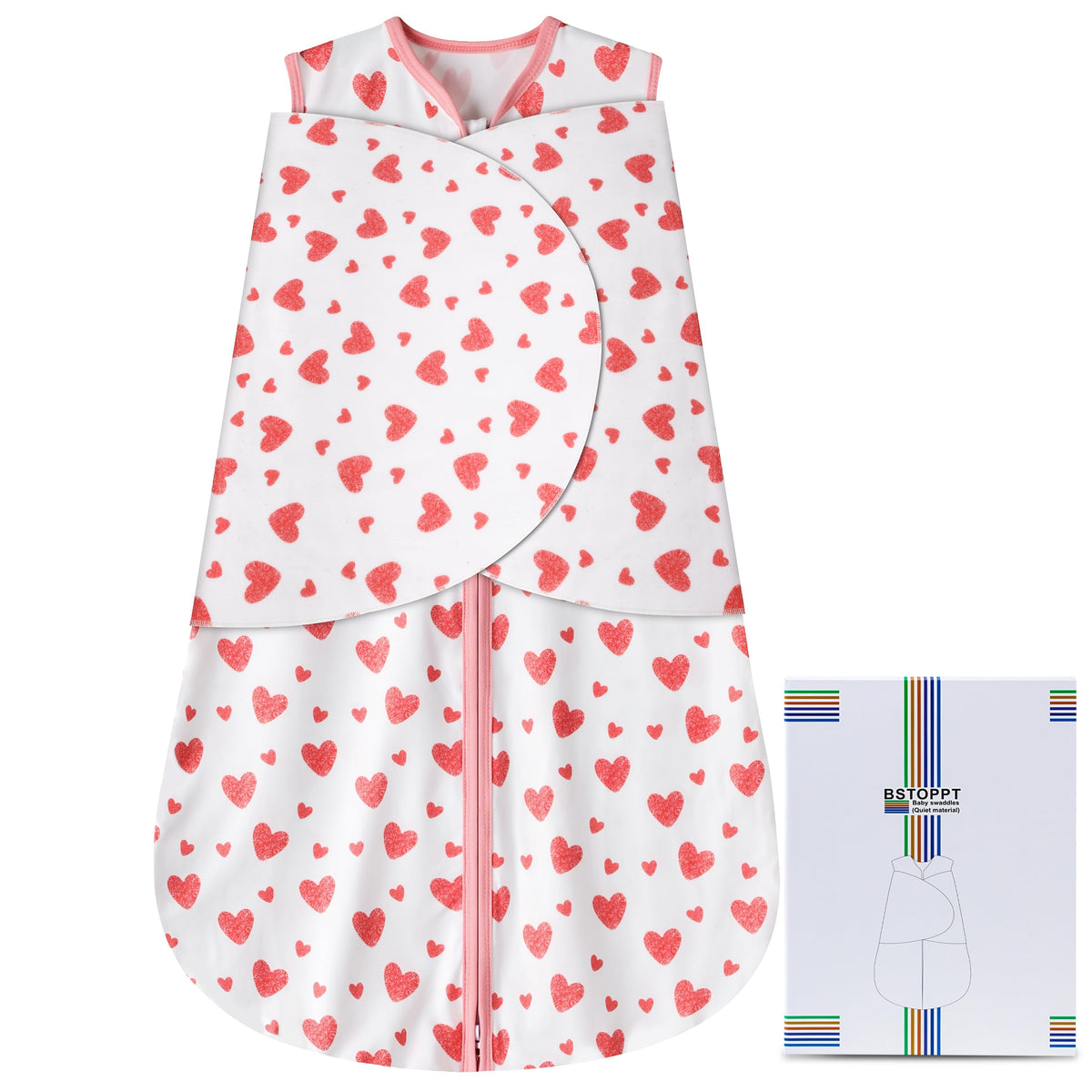 BSTOPPT newborn sleep sack top view highlights safe wearable swaddle.