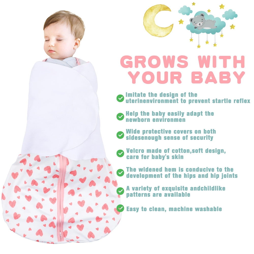 BSTOPPT newborn sleep sack wings swaddle setup demonstrates safe three-way swaddle options.