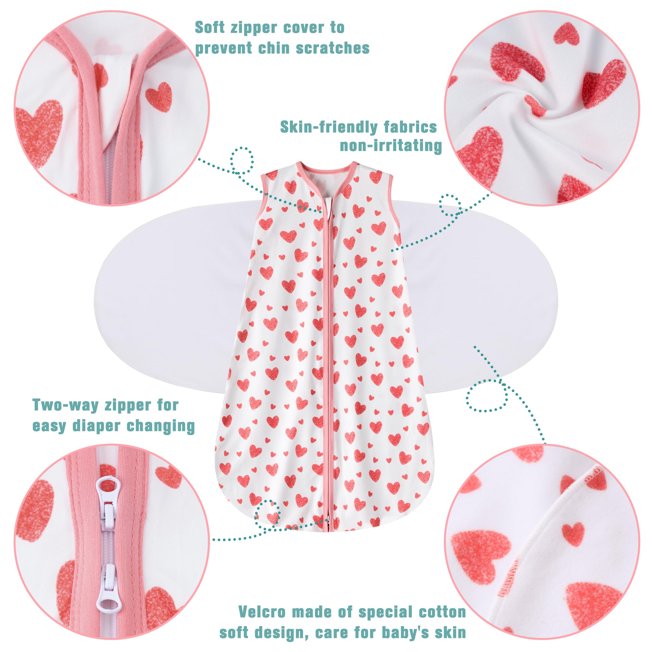 BSTOPPT reverse zipper enables diaper changes without unswaddling.