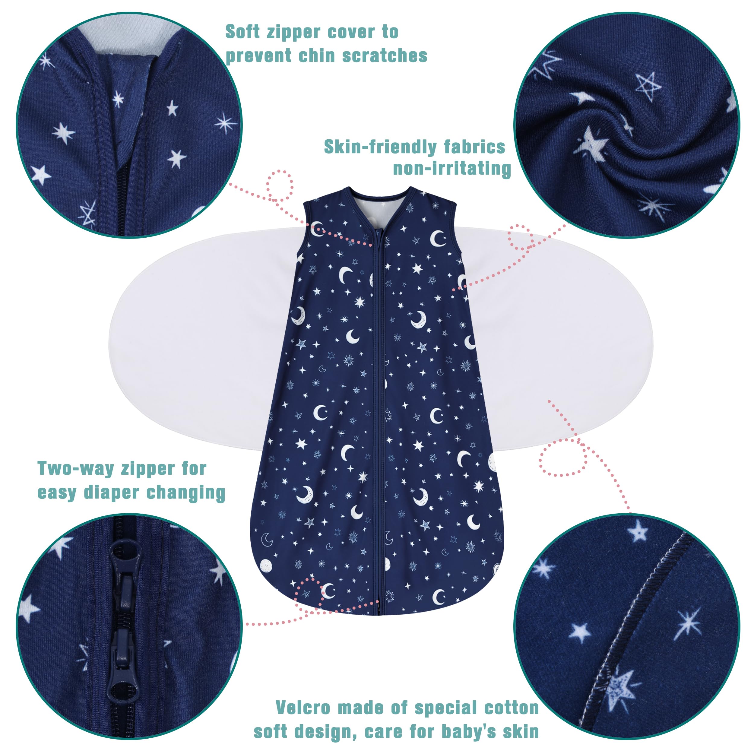 BSTOPPT Sleep Sack reverse-zip bottom opens for easy diaper changes.