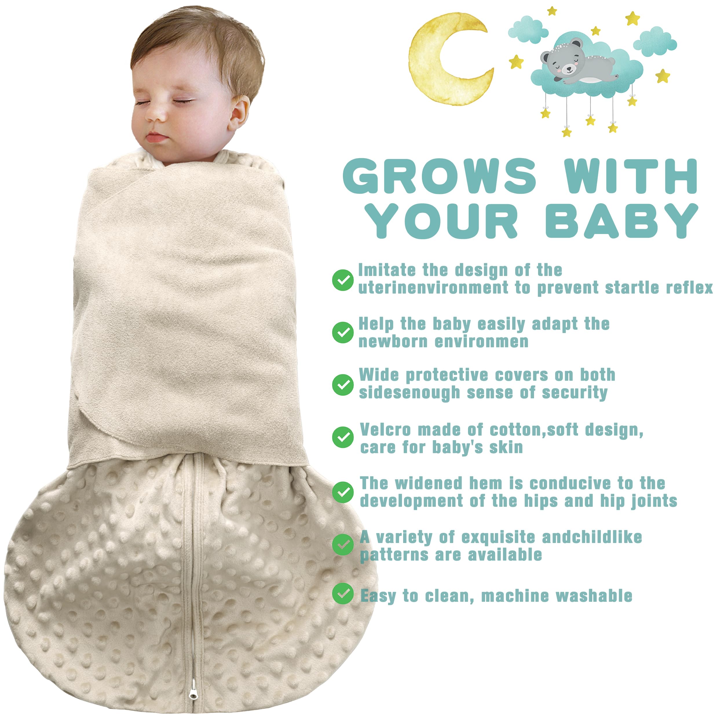 BSTOPPT swaddle wings close-up in soft cotton fabric for comfort
