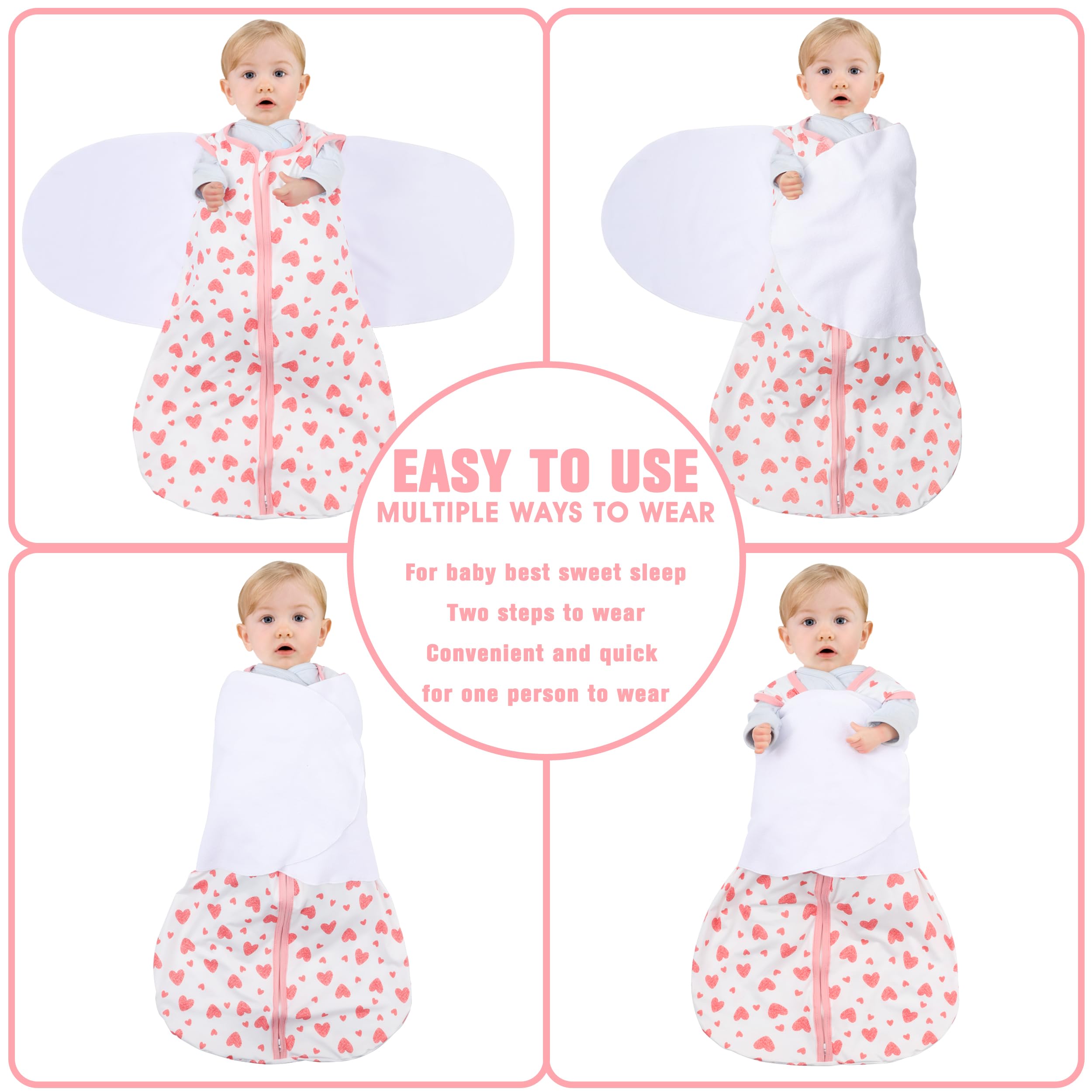 BSTOPPT three-way adjustable swaddle setup image illustrates arm-in option.