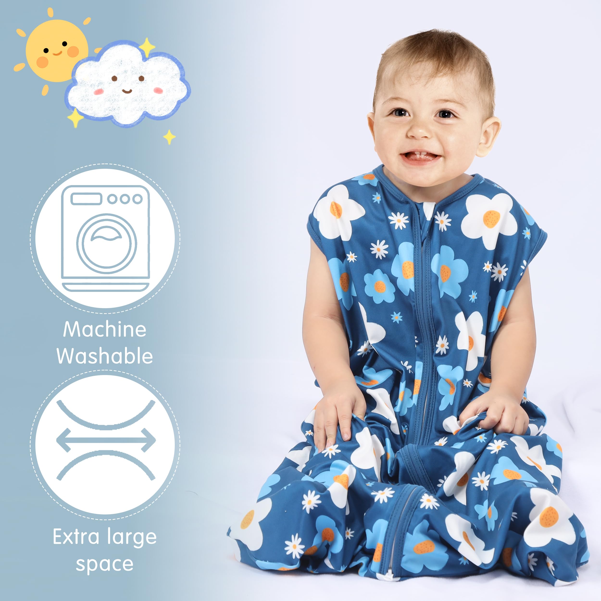 BSTOPPT Arm-Neck Opening Design Sleep Sack fits securely yet roomy.