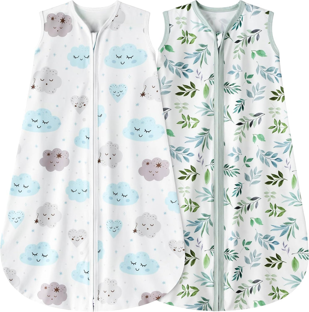 BSTOPPT sleep sack with leaf and clouds design for cozy all-season sleep.