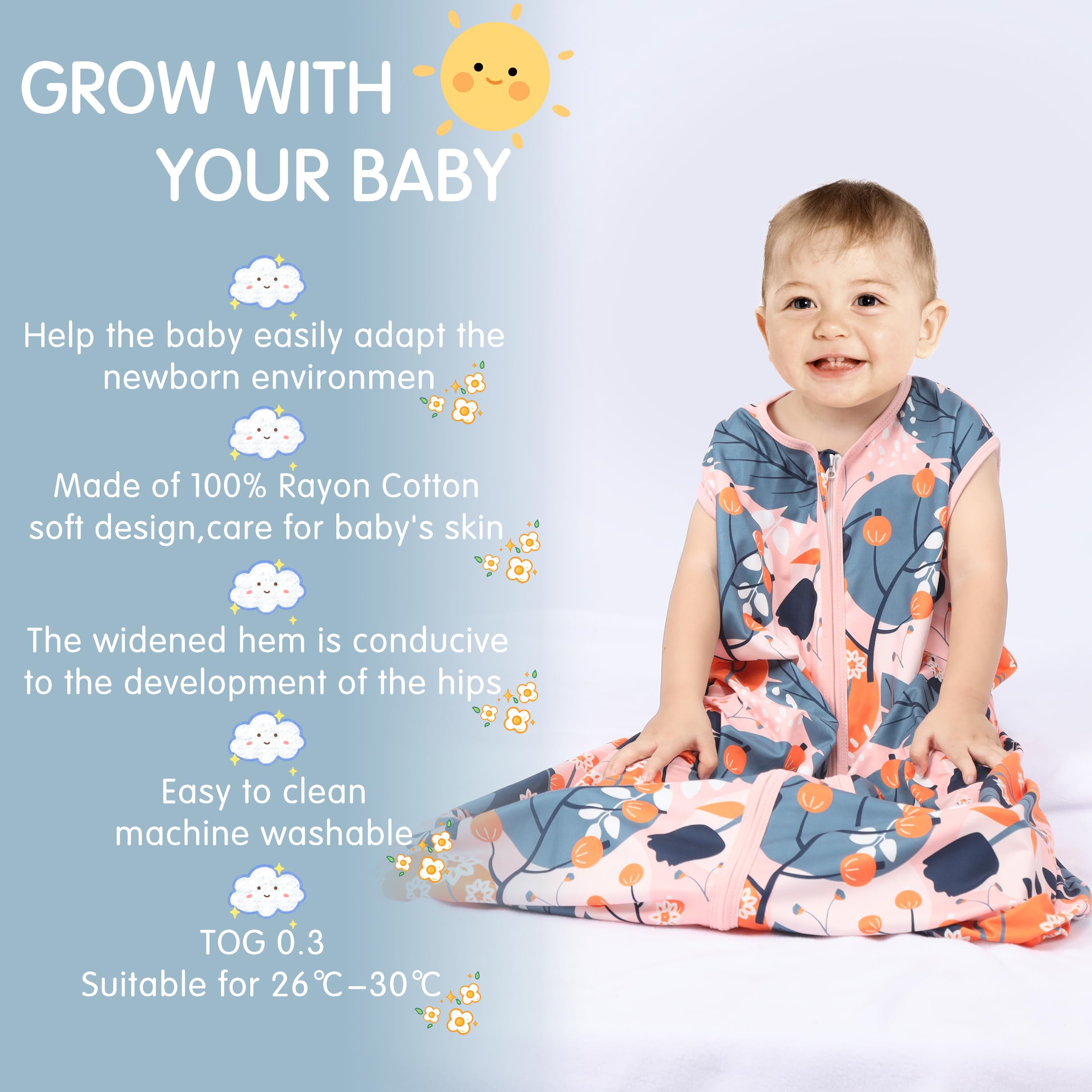 BSTOPPT Rayon Cotton Soft Fabric Sleep Sack delivers breathable comfort.