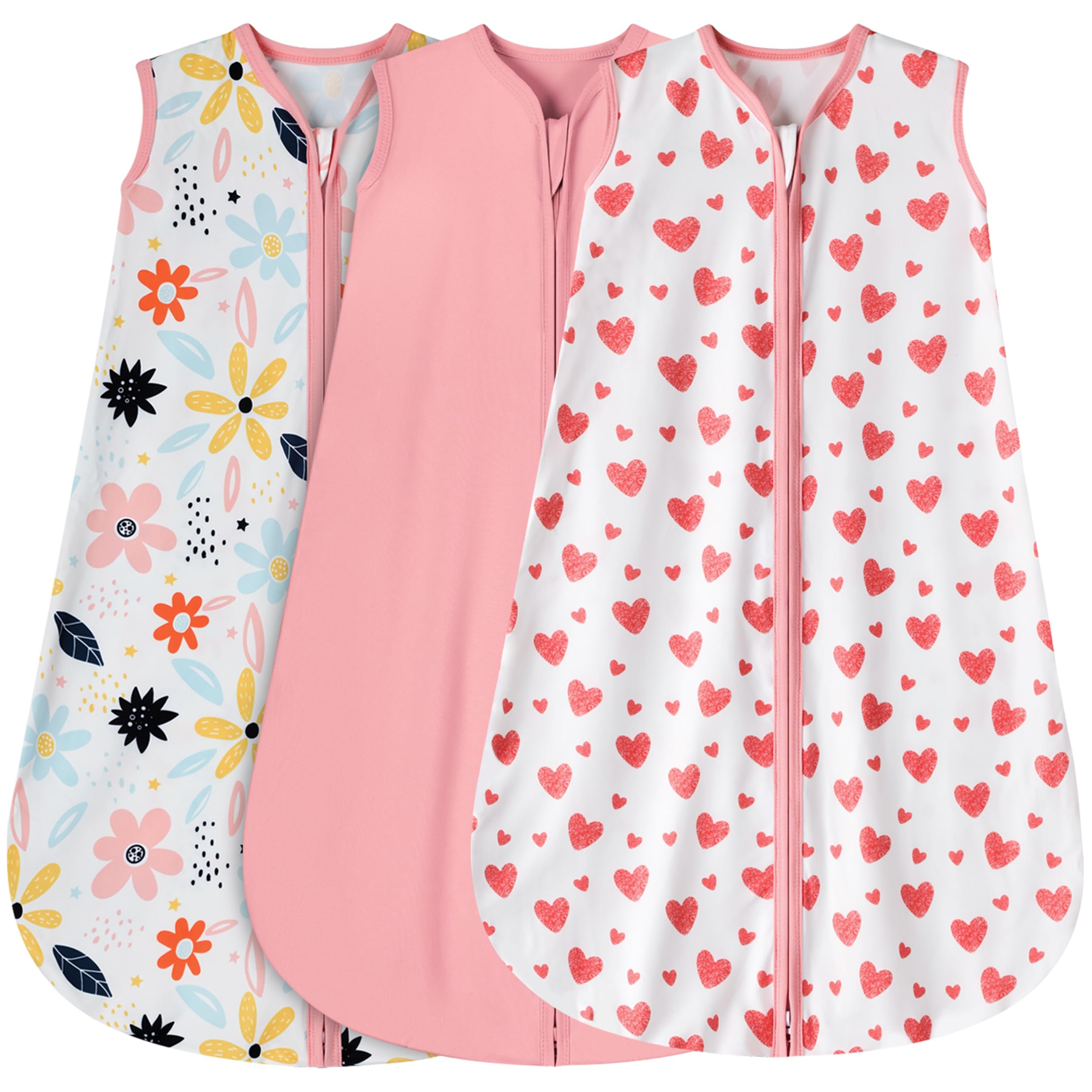 BSTOPPT sleep sack heart-pink-floral pack highlights gentle rayon cotton for sensitive skin comfort.