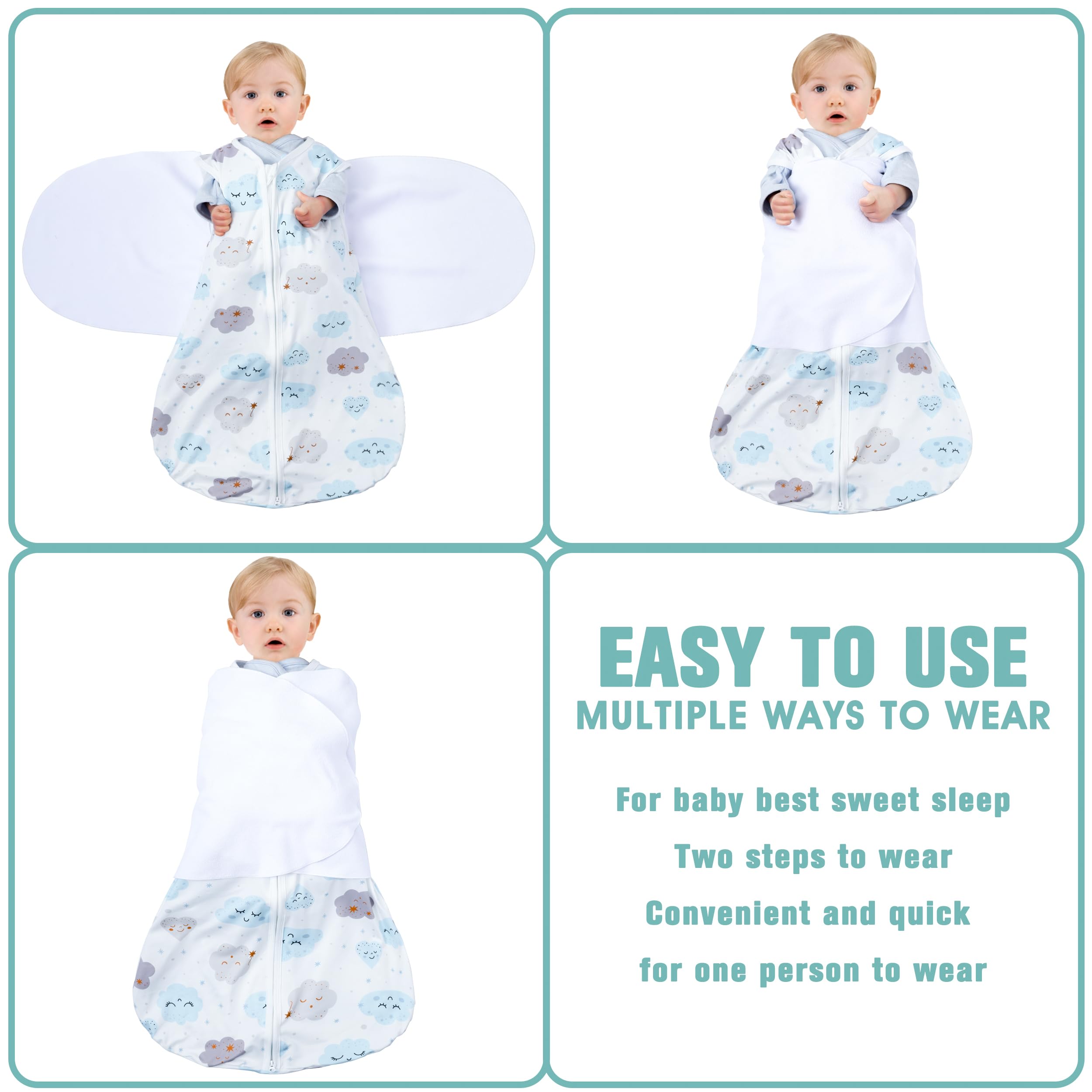 BSTOPPT Three-way Swaddle Wings demonstrate customizable arm positions for soothing.