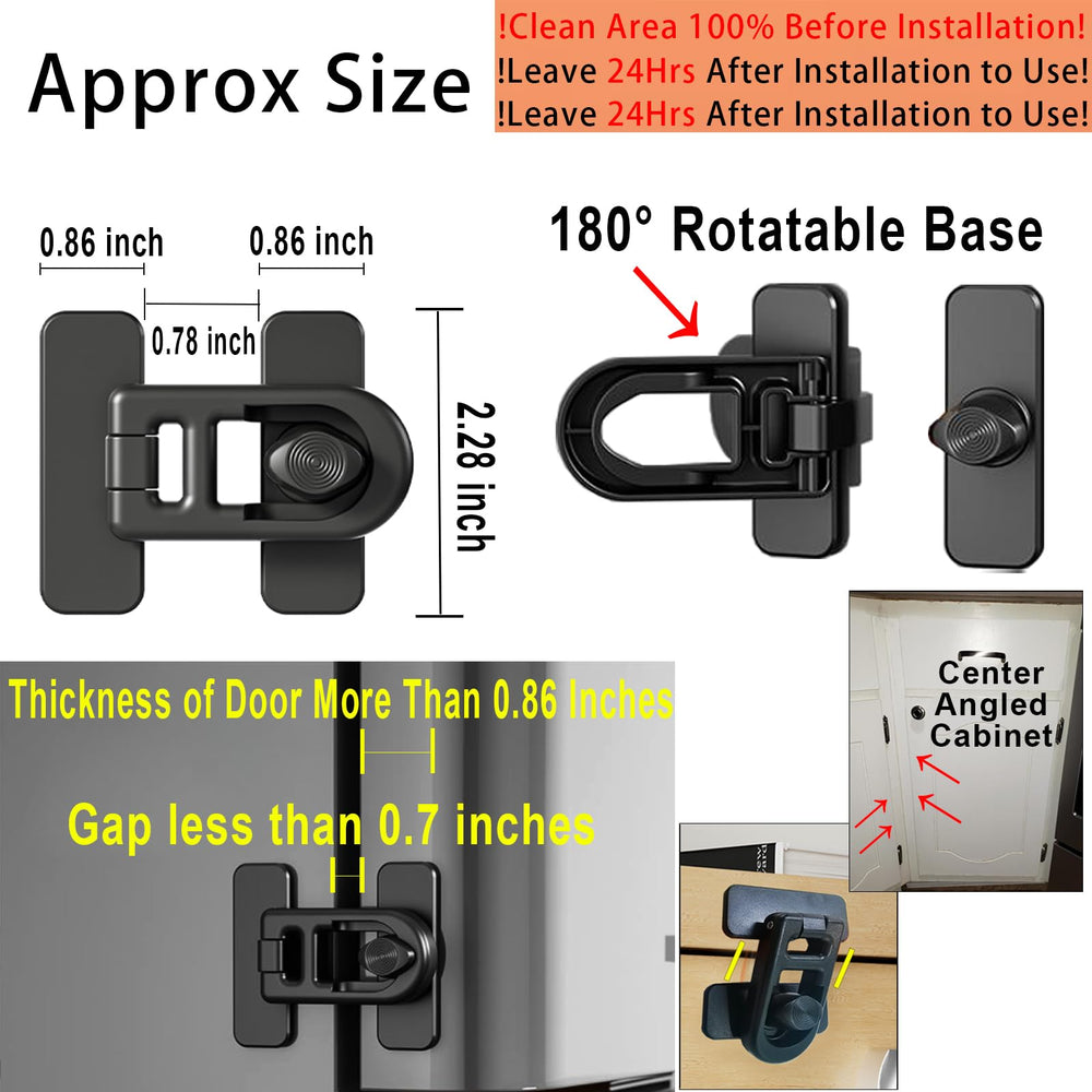 Bstsilver childproof lock on a kitchen cabinet demonstrating one hand use