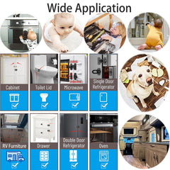 Bstsilver Refrigerator Lock installed on cabinet doors offers child and petproofing.