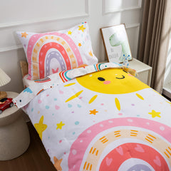 Btargot flat-top sheet features colorful rainbow design for cheerful mornings