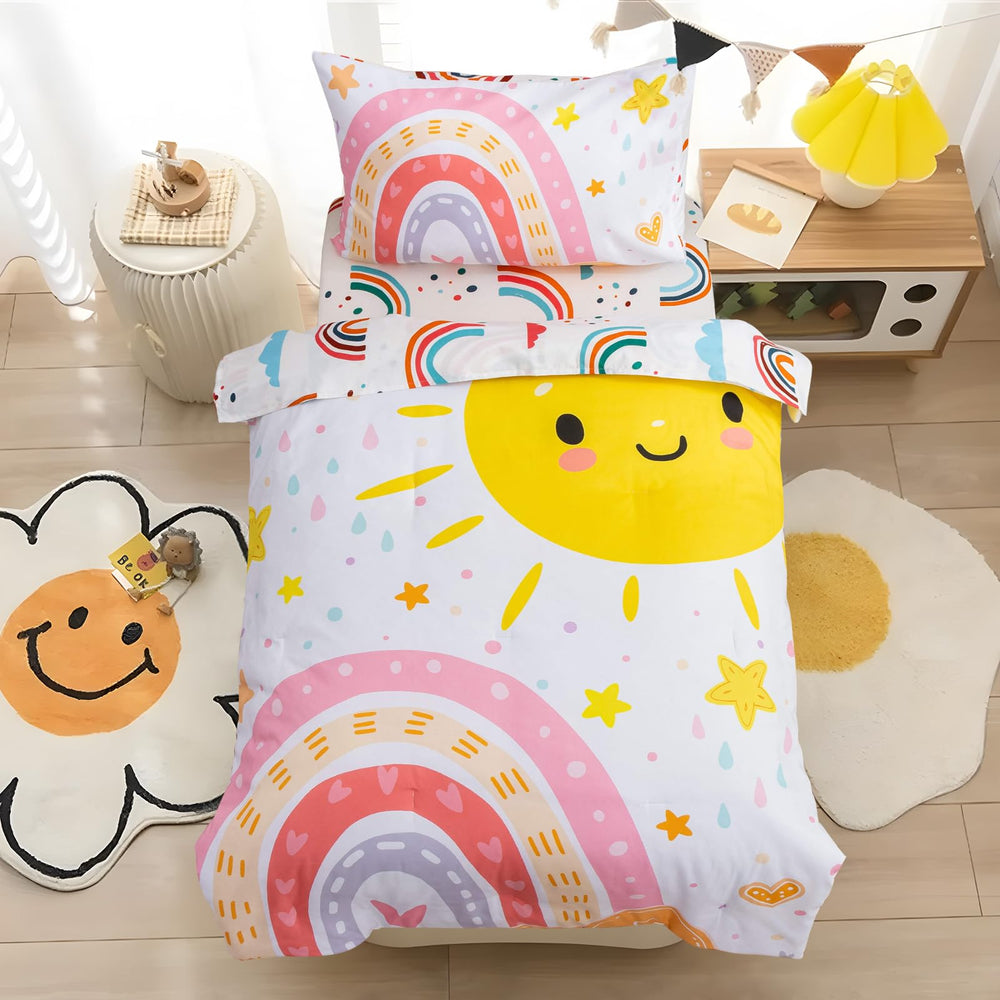 Btargot rainbow bedding set comforter close-up soft-touch fabric for toddlers