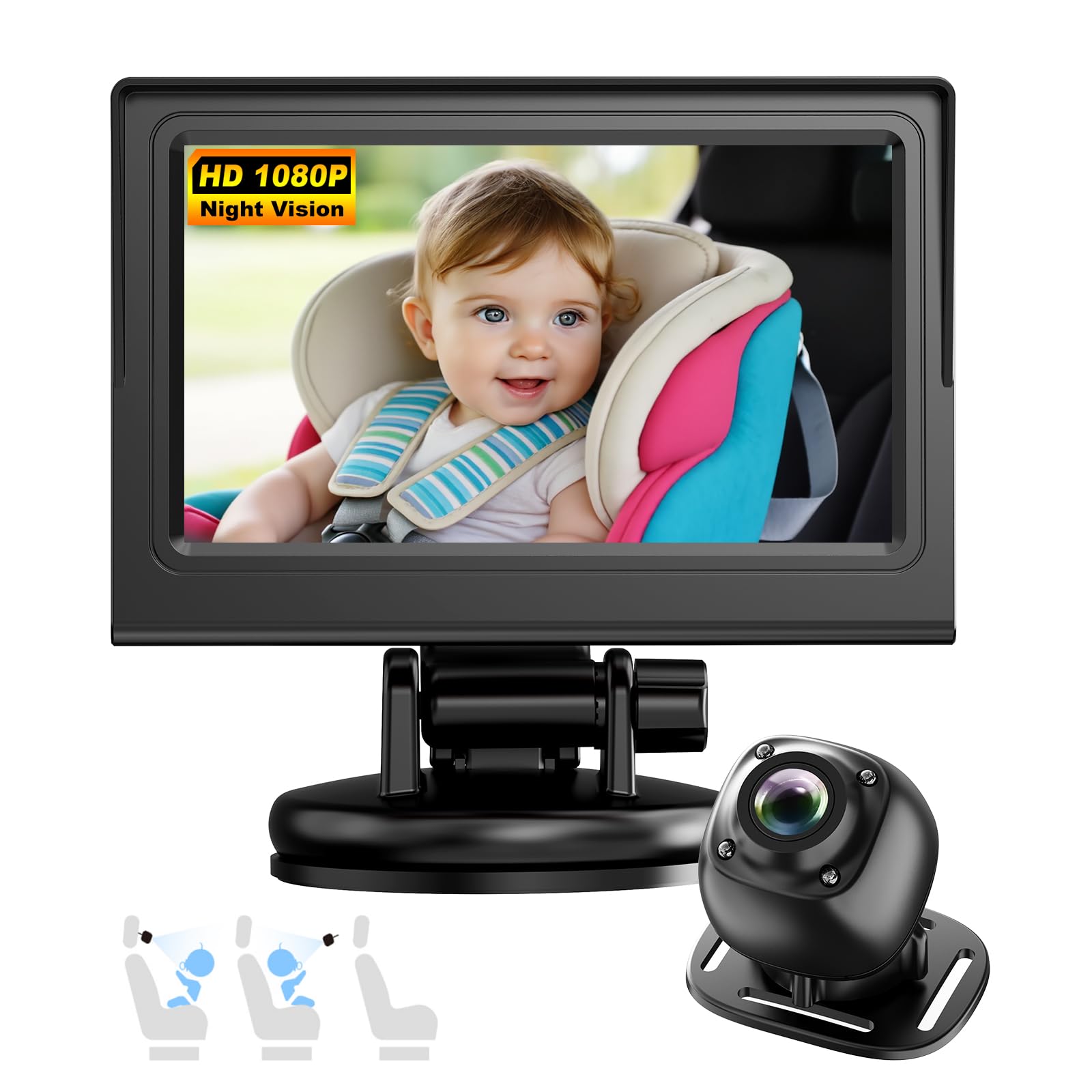 BTLMEMO baby car camera monitor display offers a clear backseat view for safer driving