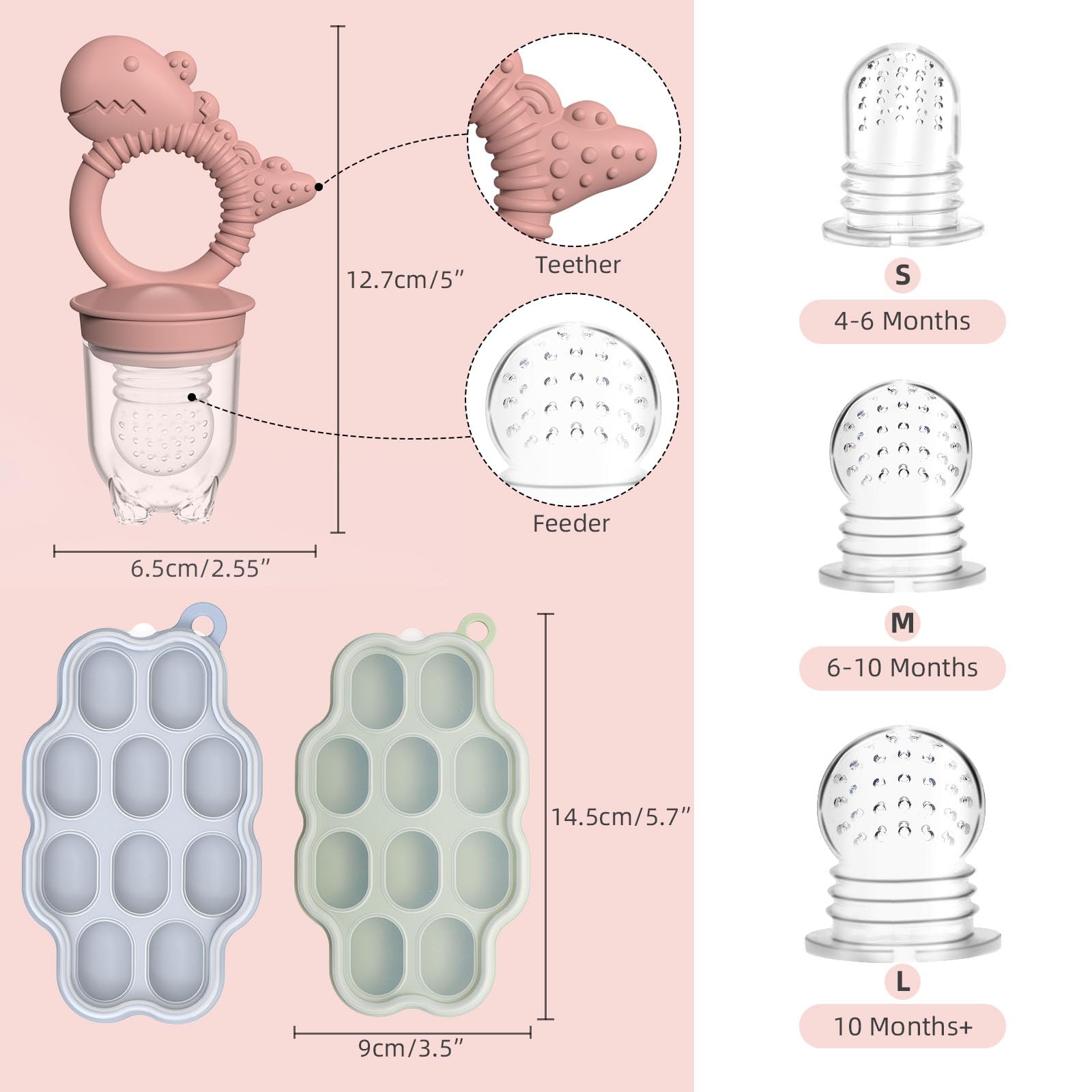 btrfe fruit feeder pacifier closeup shows soft silicone mesh for safe self feeding.