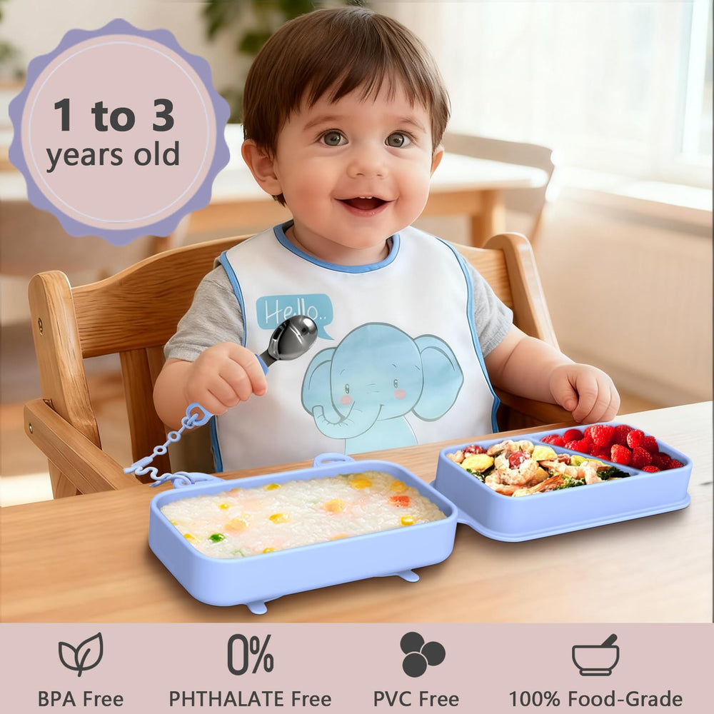 BTRFE portable feeding set fits neatly in a diaper bag for on-the-go meals