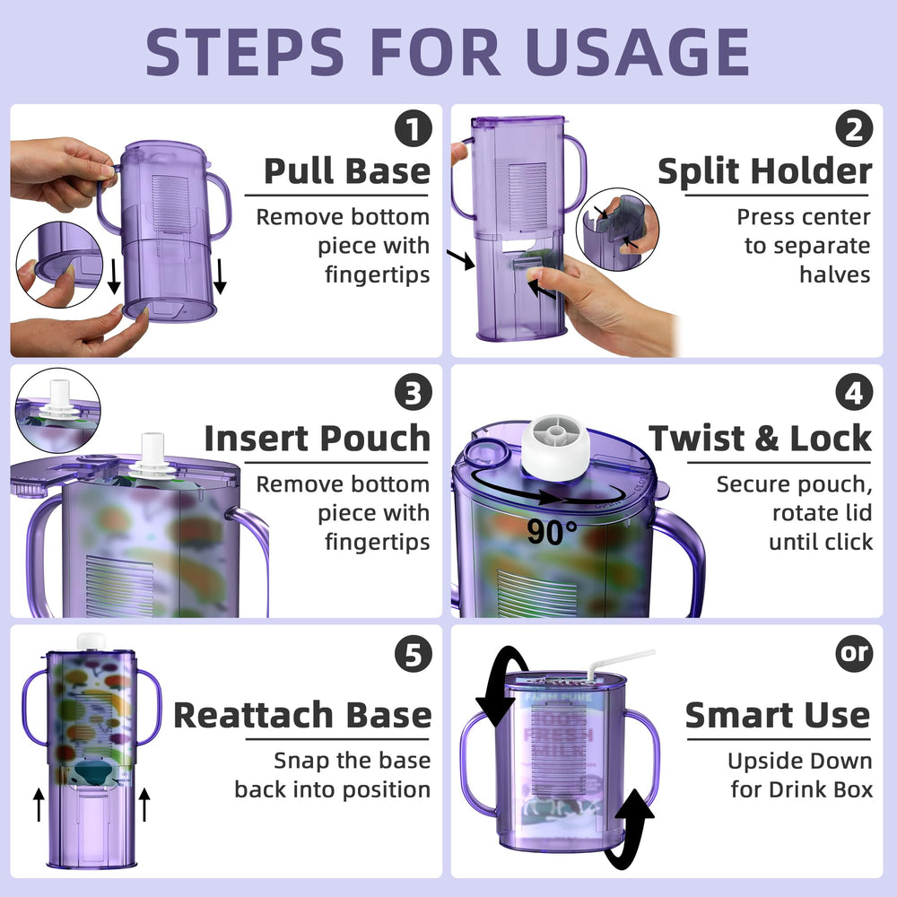 btrfe pouch holder ergonomic-dual-handles promote grip and independence during snacks