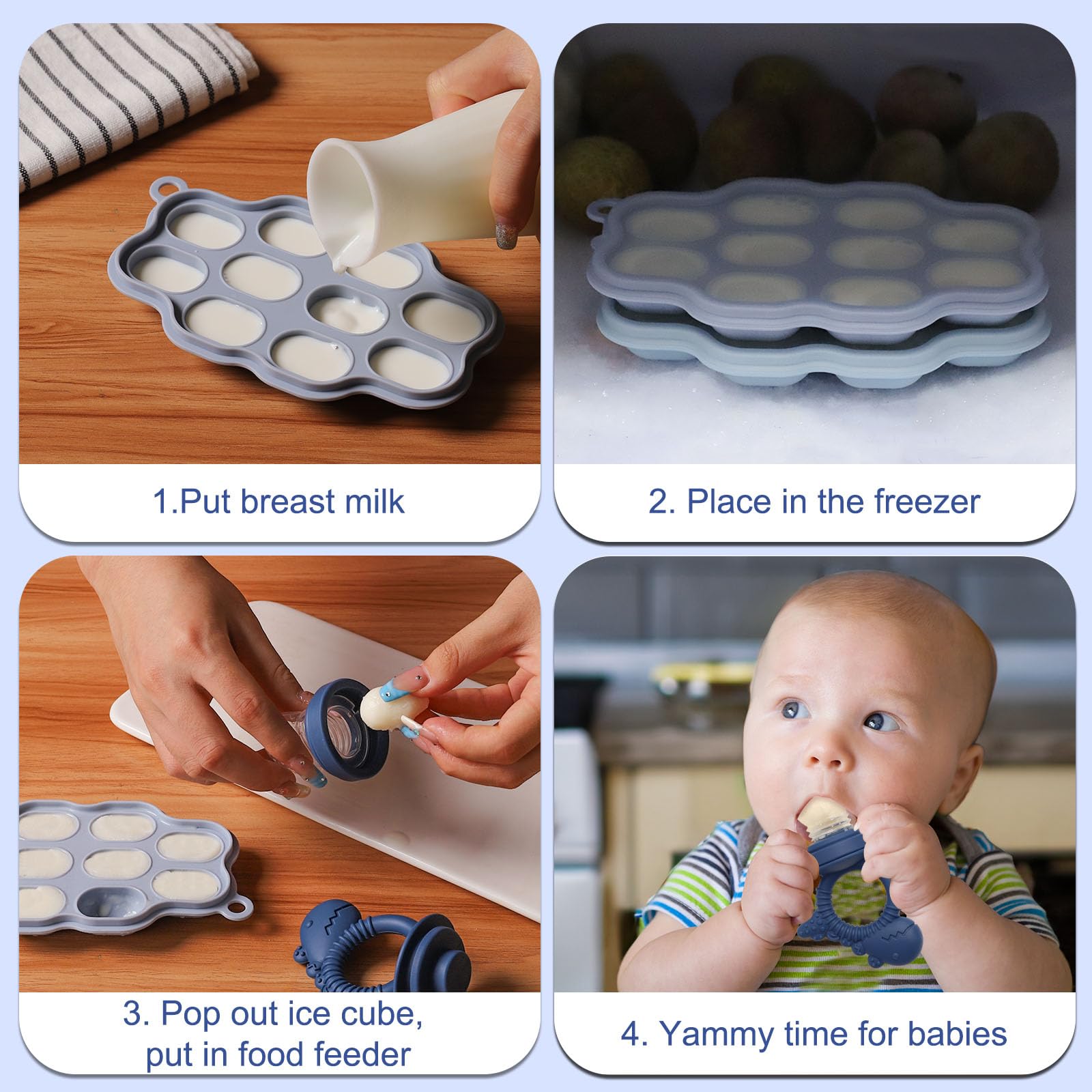 btrfe silicone baby food freezer tray for batch prep.