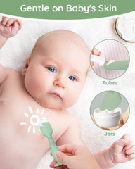 btrfe silicone diaper spatula with soft head applies cream evenly and gently.
