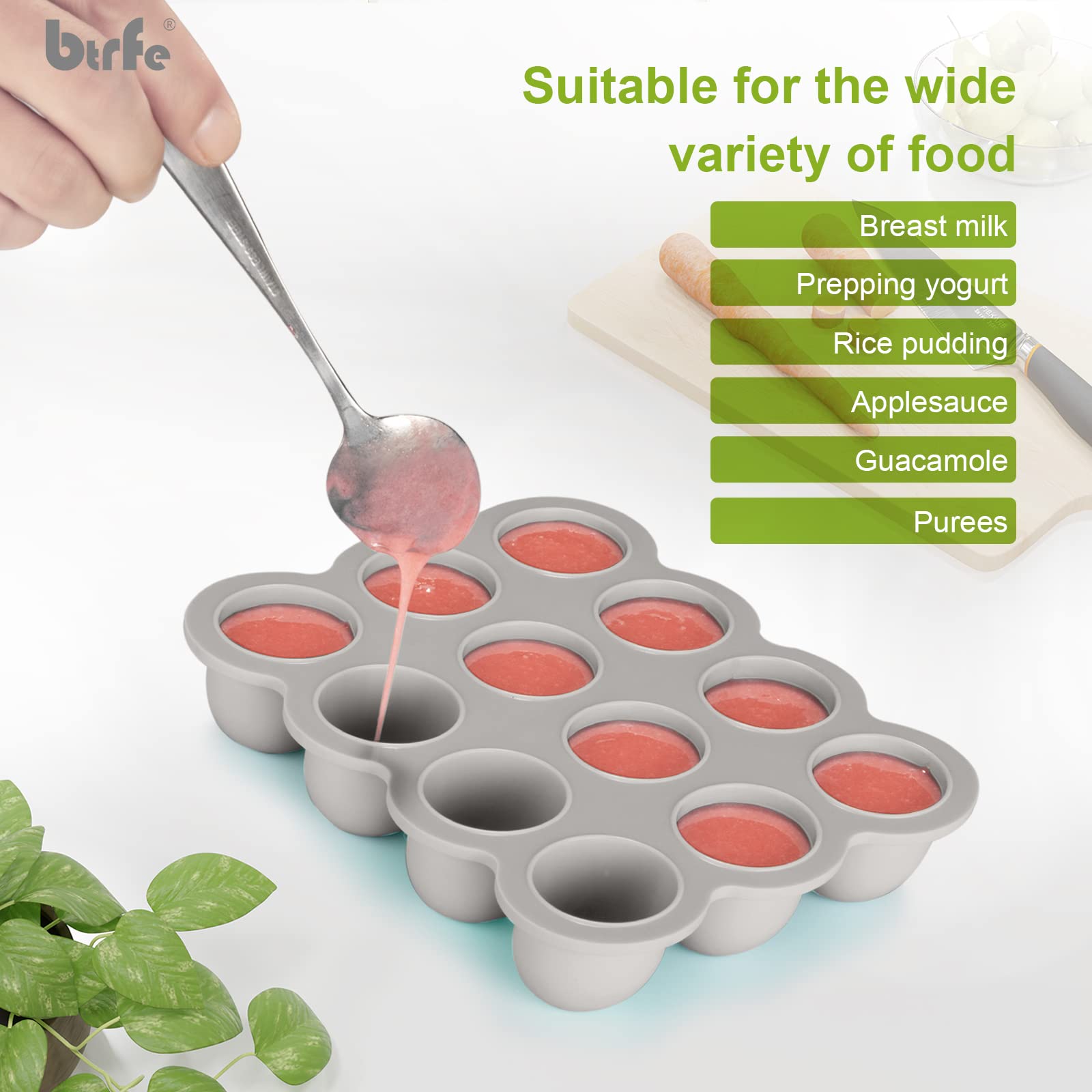 btrfe stackable design saves fridge space and organizes multiple portions