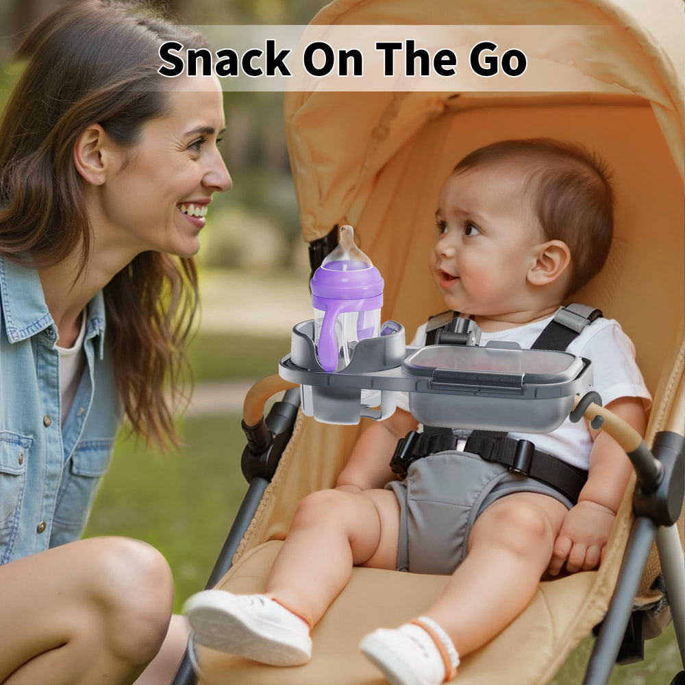 btrfe universal stroller snack tray deep cup holder fits most bottles and cups