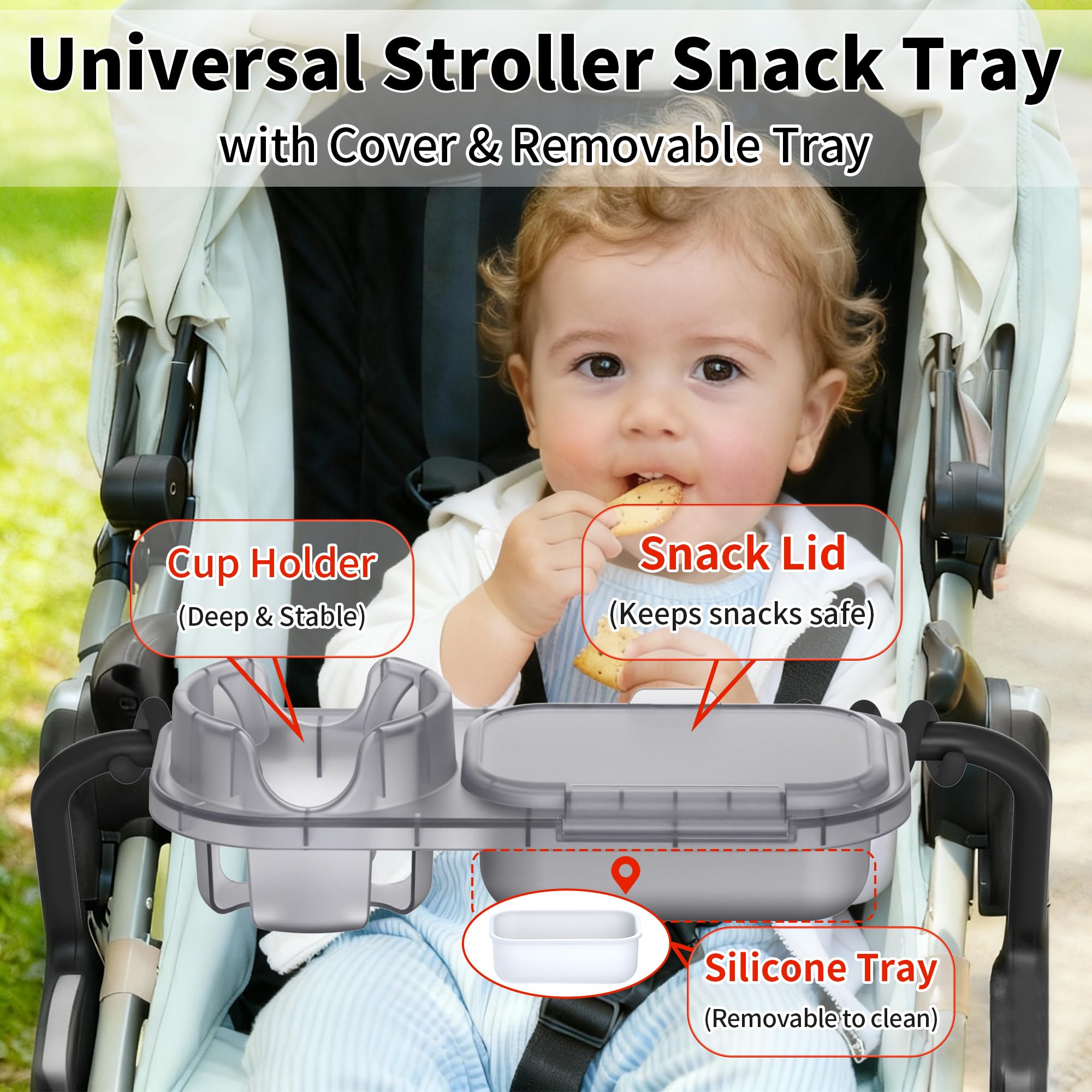 btrfe universal stroller snack tray dust cover keeps snacks clean during outings