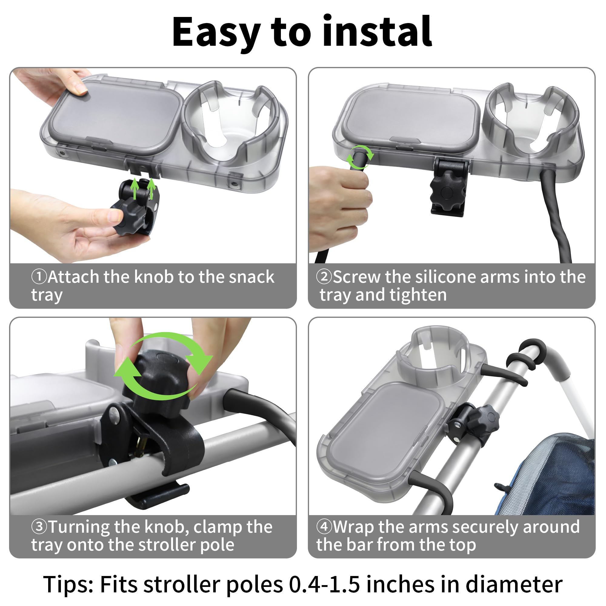 btrfe universal stroller snack tray versatile use for stroller, cart, high chair