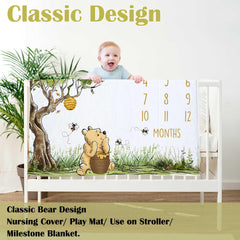Bttwkco Classic Winnie milestone blanket growth year layout showcases monthly progression.
