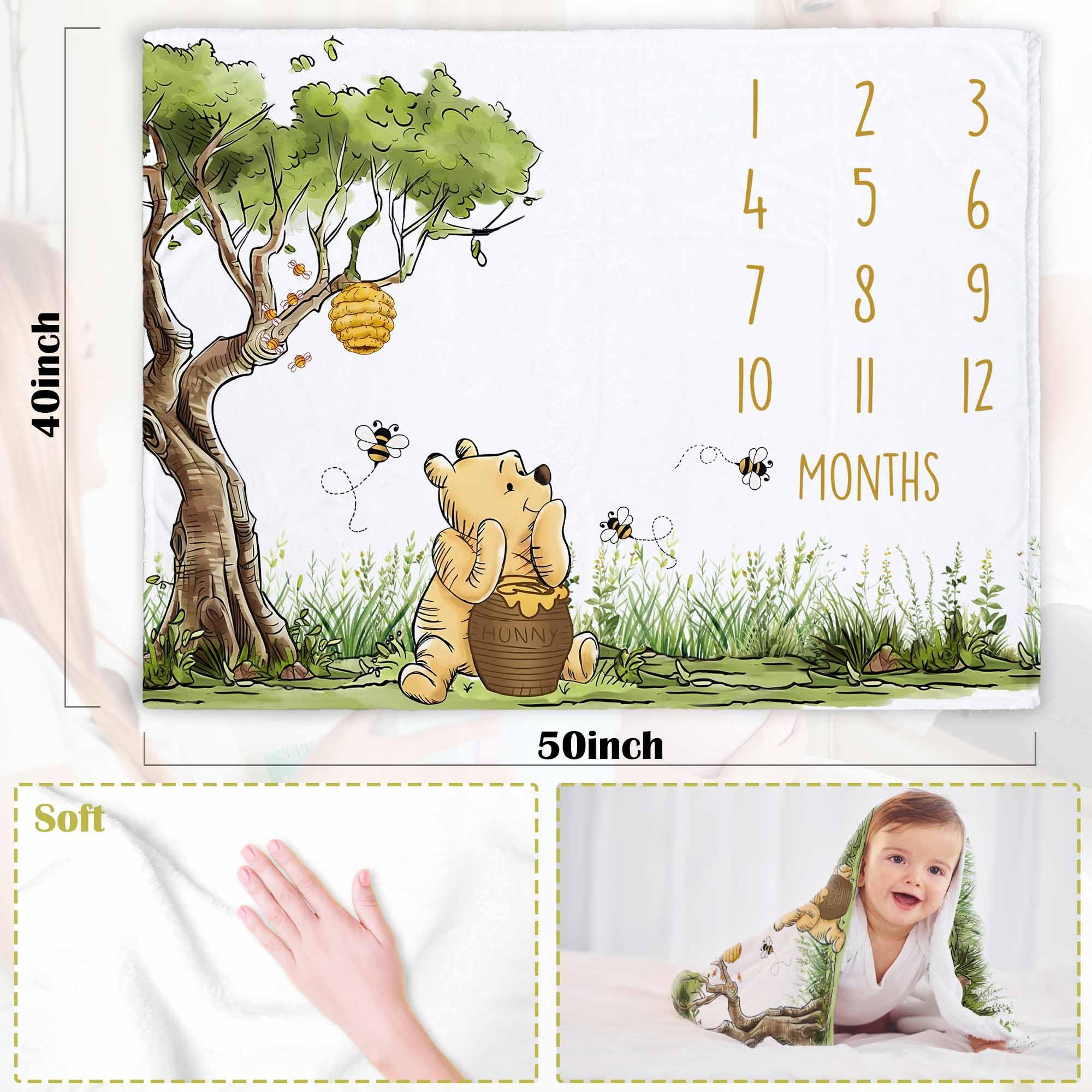Bttwkco Classic Winnie milestone blanket machine wash care quick-dry convenience.